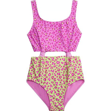 Orageous Girls Summer Leopard Side Bungees One Piece Swimsuit Academy