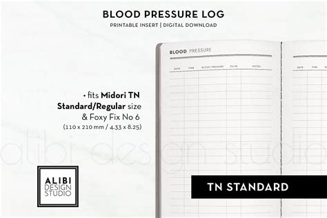 Standard Tn Blood Pressure Tracker Health Journal Medical Etsy