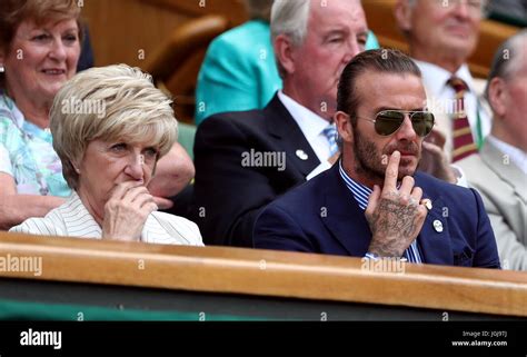 David And Mum Sandra Beckham In The Royal Box Of Centre Court On Day