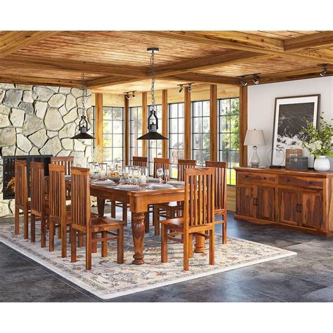 Clermont Rustic Solid Wood 14 Piece Large Dining Room Set