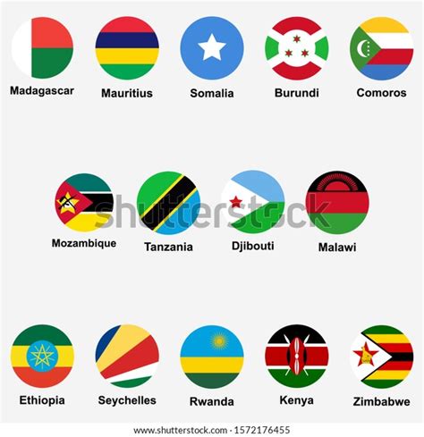 Eastern African Countries Flags Icon Set Stock Vector Royalty Free