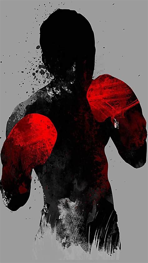 The Silhouette Of A Man With Red Boxing Gloves On His Chest And Arms