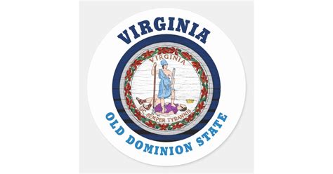 Virginia Old Dominion State Flag Classic Round Sticker Zazzle