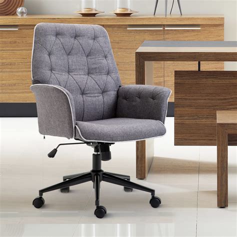 Boss chair leather chair swivel chair computer chair home business large class chair office desk chair comfortable office chair. Homcom Grey Linen Office Chair | Grey Swivel Desk Chair on ...