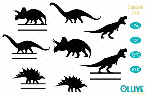 Dinosaur Split Monogram SVG Bundle (542175) | Cut Files | Design Bundles