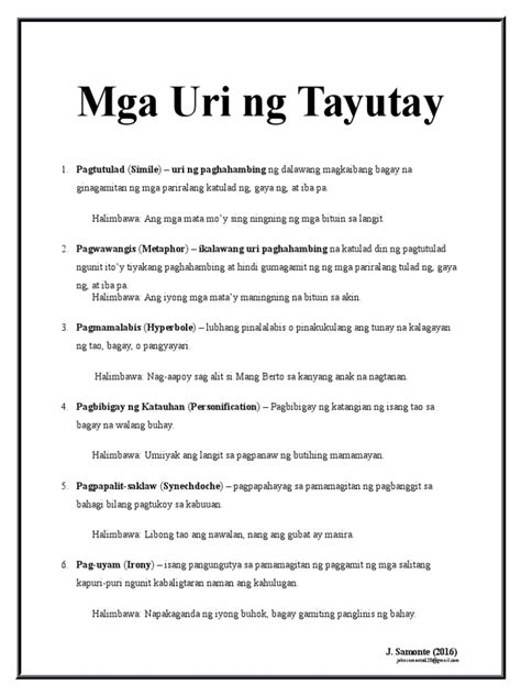 Let Mga Uri Ng Tayutay Docx Mga Uri Ng Tayutay Halimbawa Ang Mobile