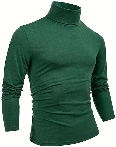 Thwei Mens Long Sleeve Turtleneck For Men Slim Fit Black Mock