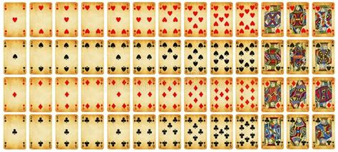 Full Set Of Vintage Playing Cards Isolated On White Vector Illustration