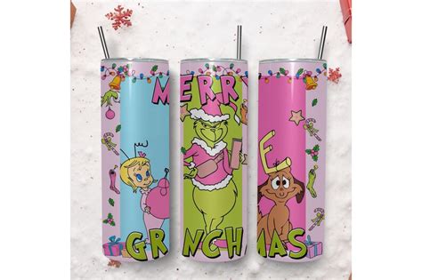 Merry Grinchmas 20oz Skinny Tumbler Wrap Png Christmas Etsy