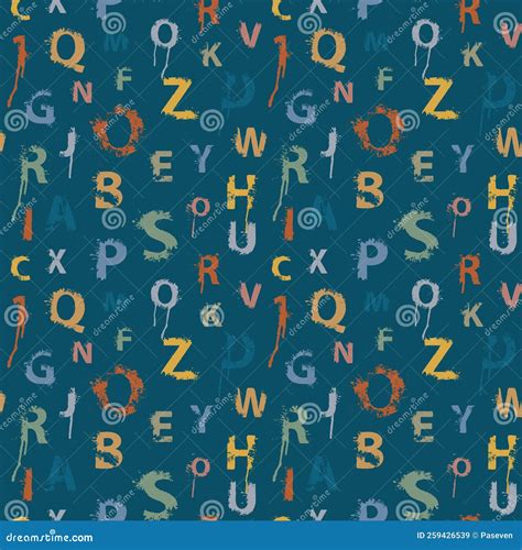 Seamless Pattern With Alphabet Letters In Form Of Colored Paint