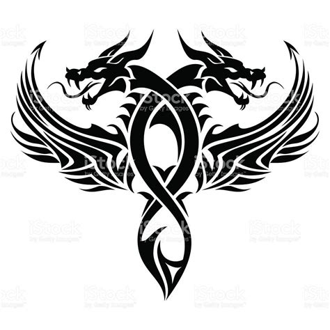Black Cutout Tribal Dragon Tattoo Vector Illustration Dragon Tattoo