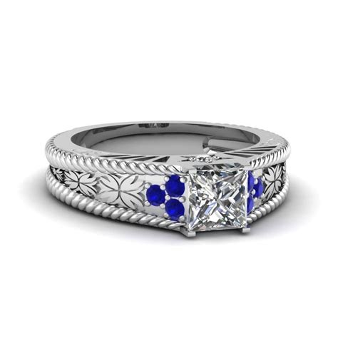 Prong Blue Sapphire Fascinating Diamonds With Vintage Sapphire Wedding Bands 