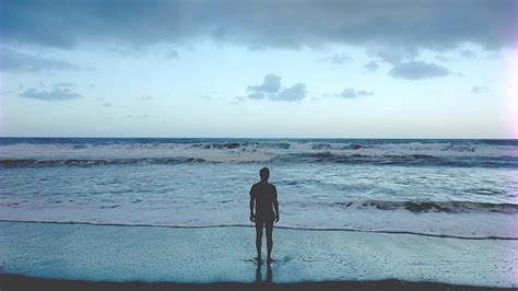Hd Wallpaper Man Ocean Sadly Alone Single Lonely Sea Sky Water