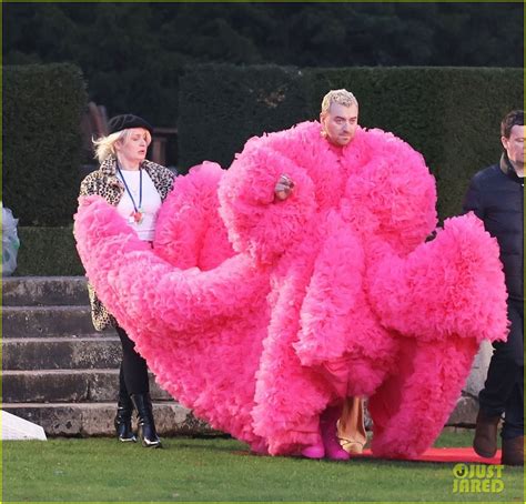 Sam Smith Dons Stunning Pink Dress While Filming New Music Video