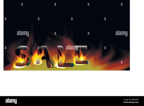 The Word Sale On Fire Sale Design Template On Black Background Stock