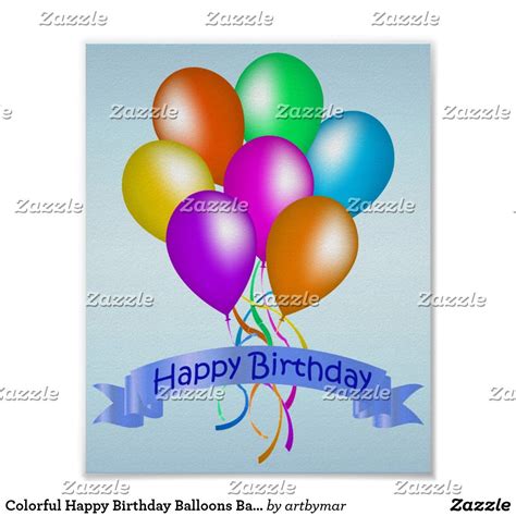 Colorful Happy Birthday Balloons Banner Party Poster Zazzle Happy