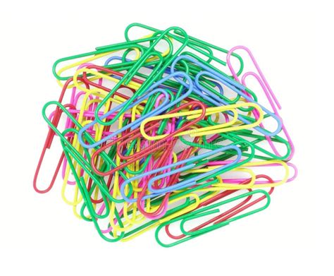 Pile Of Colored Paper Clips On White Background Decorative Paper Clips