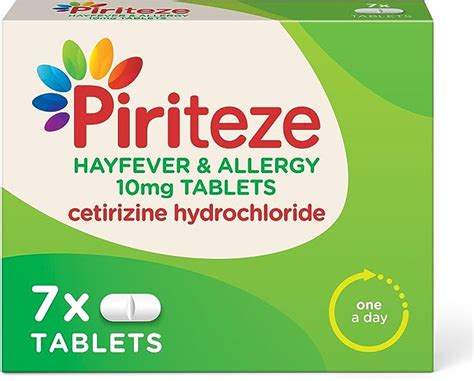 Piriteze Allergy Relief Tablets 24 Hour Max Strength Cetirizine Antihistamine 7 Tablets