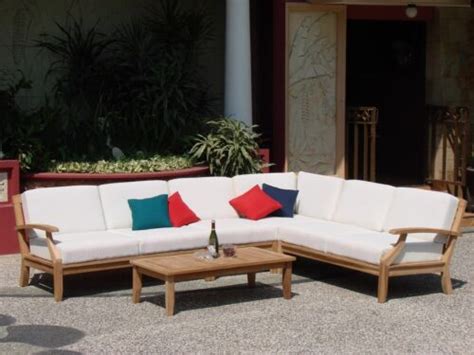 5 Pc Teakwood Teak Wood Indoor Outdoor Patio Sectional Sofa Set Pool