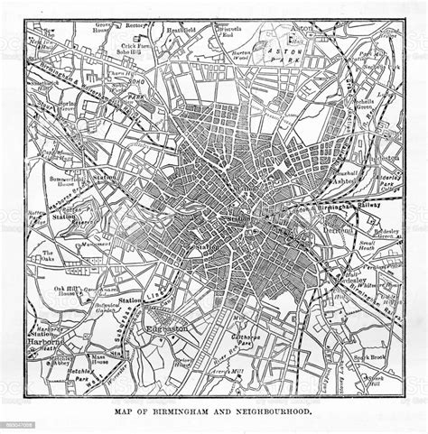 Map Of Birmingham And Neighborhoods England Victorian Engraving 1840