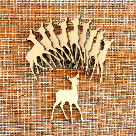 10 pieces. Wooden deer fawn laser cut plywood Unfinished work | Etsy