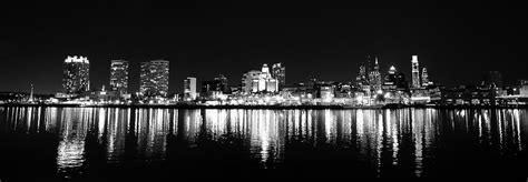 Philadelphia Skyline Panorama In Black And White