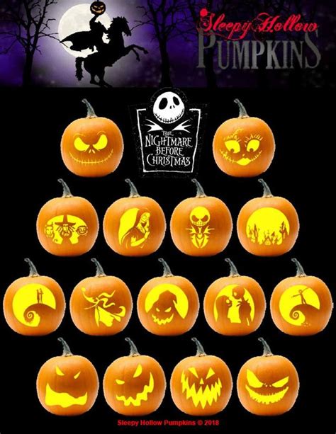 Nightmare Before Christmas Pumpkin Carving Patterns Etsy Christmas