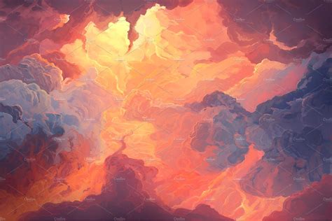 Fiery Sky Digital Painting Illustration Digital Illustration