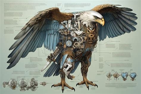 Eagle Bird Cyborg Animal Detailed Infographic Full Details Anatomy