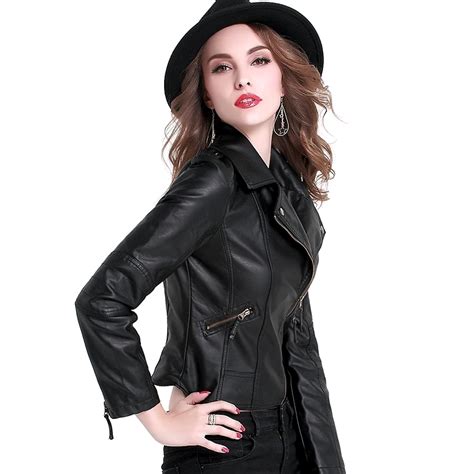 2017 fashion spring autumn women faux soft leather jacket short design slim pu leather jackets