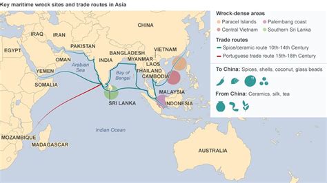Asian Shipwrecks Trade Routes Map Bbc News