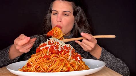 Asmr Spaghetti With Tomato Sauce Mukbang Youtube