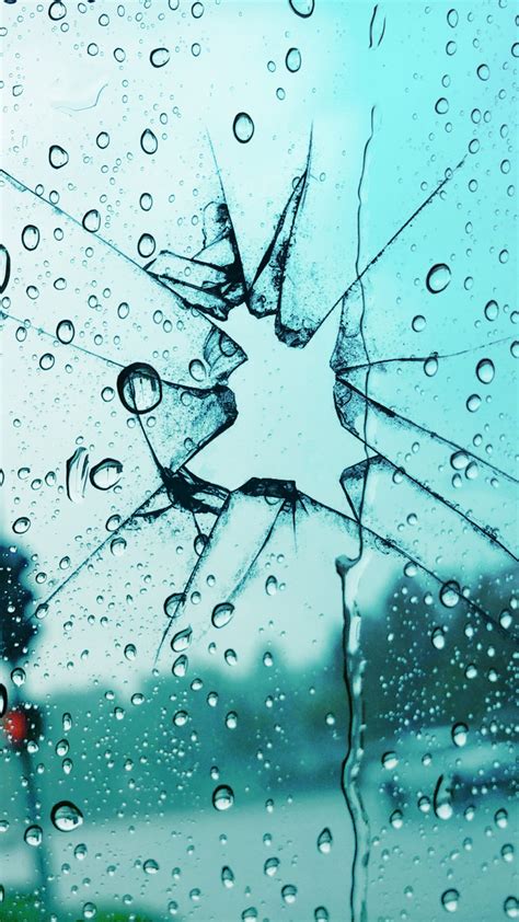Broken Glass Rain Drops Free 4k Ultra Hd Mobile Wallpaper