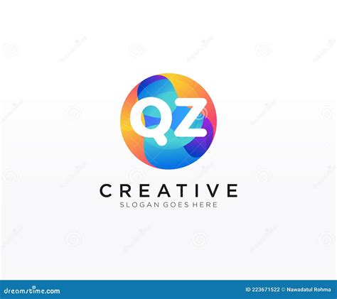 Qz Initial Logo With Colorful Circle Template Vector Stock Vector