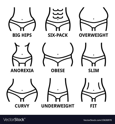 Female Body Shape Fit Big Hips Obese Overweig Vector Image
