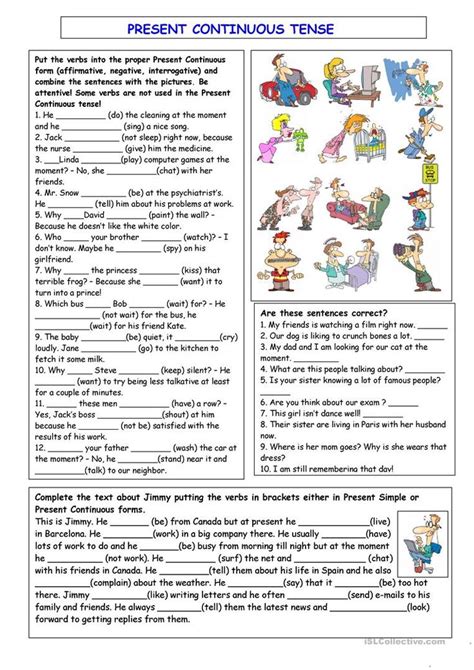 Present Continuous Tense English ESL Worksheets For Distance Learning