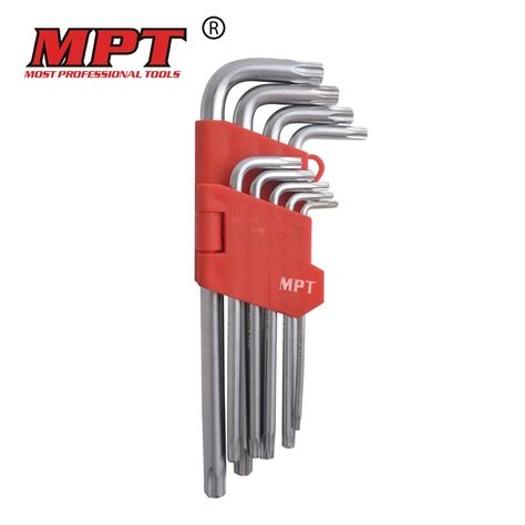 Mpt 9pcs Torx Hex Allen Key Wrench Set T10 T50 L Shape Screwdriver