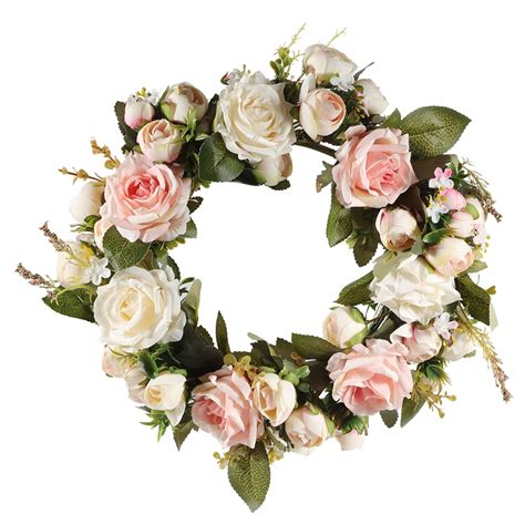 Juiluna 13 Peony Flower Wreath Handmade Pink Floral Wreath Artificial