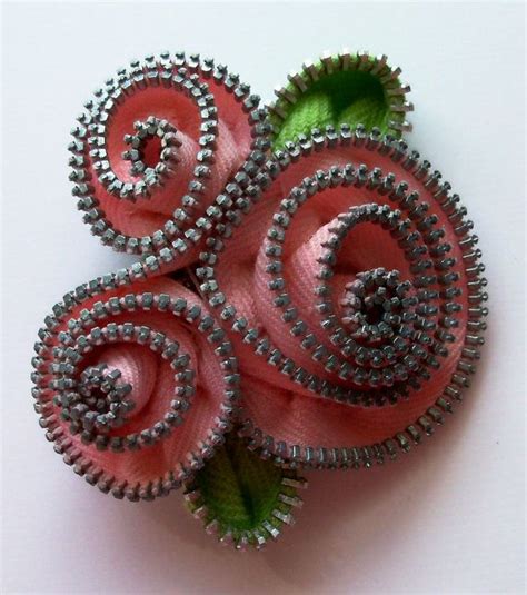 Pink Sprial Floral Brooch Zipper Pin By Zippinning 2108 Etsy