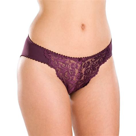 Womens Ladies Purple Sensuous Sheer Lace Underwear Briefs