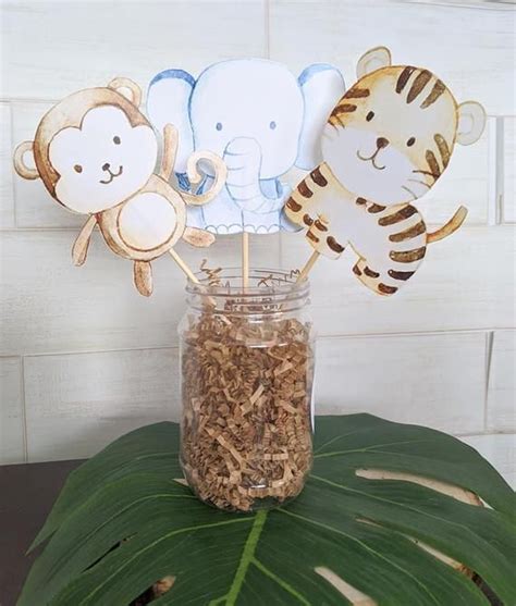 Jungle Centerpieces Set Of 6 Jungle Animal Cutouts 4 Etsy Jungle