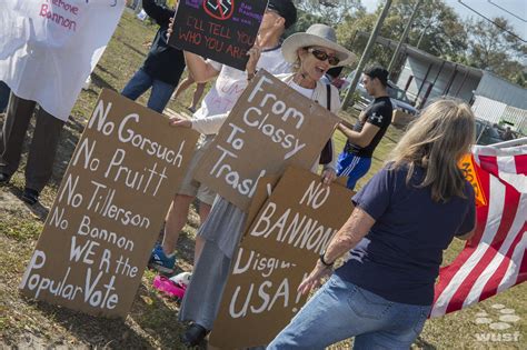 Protesters Greet Trump Outside Macdill Gates Wusf News