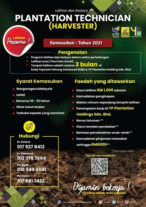 Open to all malaysian couples who are residing in selangor. Program Latihan "Plantation Technician" Percuma. Jaminan ...