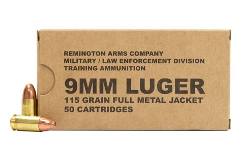 Remington 9mm Luger 115 Gr Fmj Mille Training Ammo 50box Sportsman