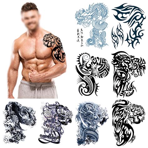 buy temporary tattoos for adult men howaf 8 sheets waterproof temporary tattoo fake tattoos arm