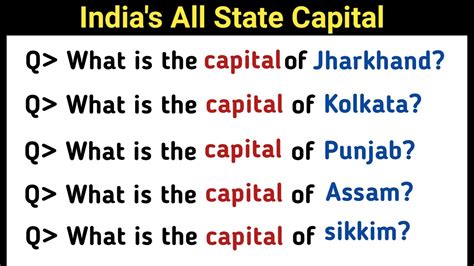 India S All State Capital Gk In English Gk Question Answer YouTube