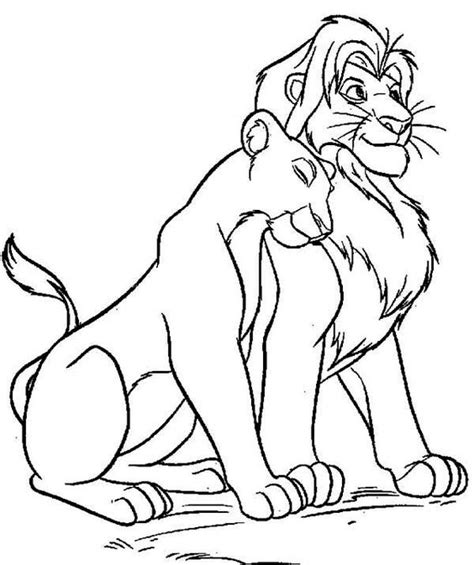 30+ free and best coloring pages of characters of the lion king movie, including simba, mufasa, nala, pumbaa, timon and more. The Lion King Mufasa Love Nala Coloring Page | Coloring ...