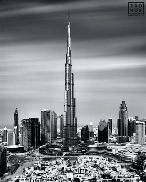 View Of Burj Khalifa And Dubai Ii Bandw Long Exposure Photo Prokos