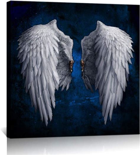 Biuteawal Angel Wings Canvas Print Wall Art Grey Wings On