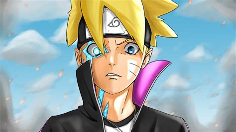 Yellow Hair Boruto Uzumaki Jogan Blue Sky Background Hd Boruto